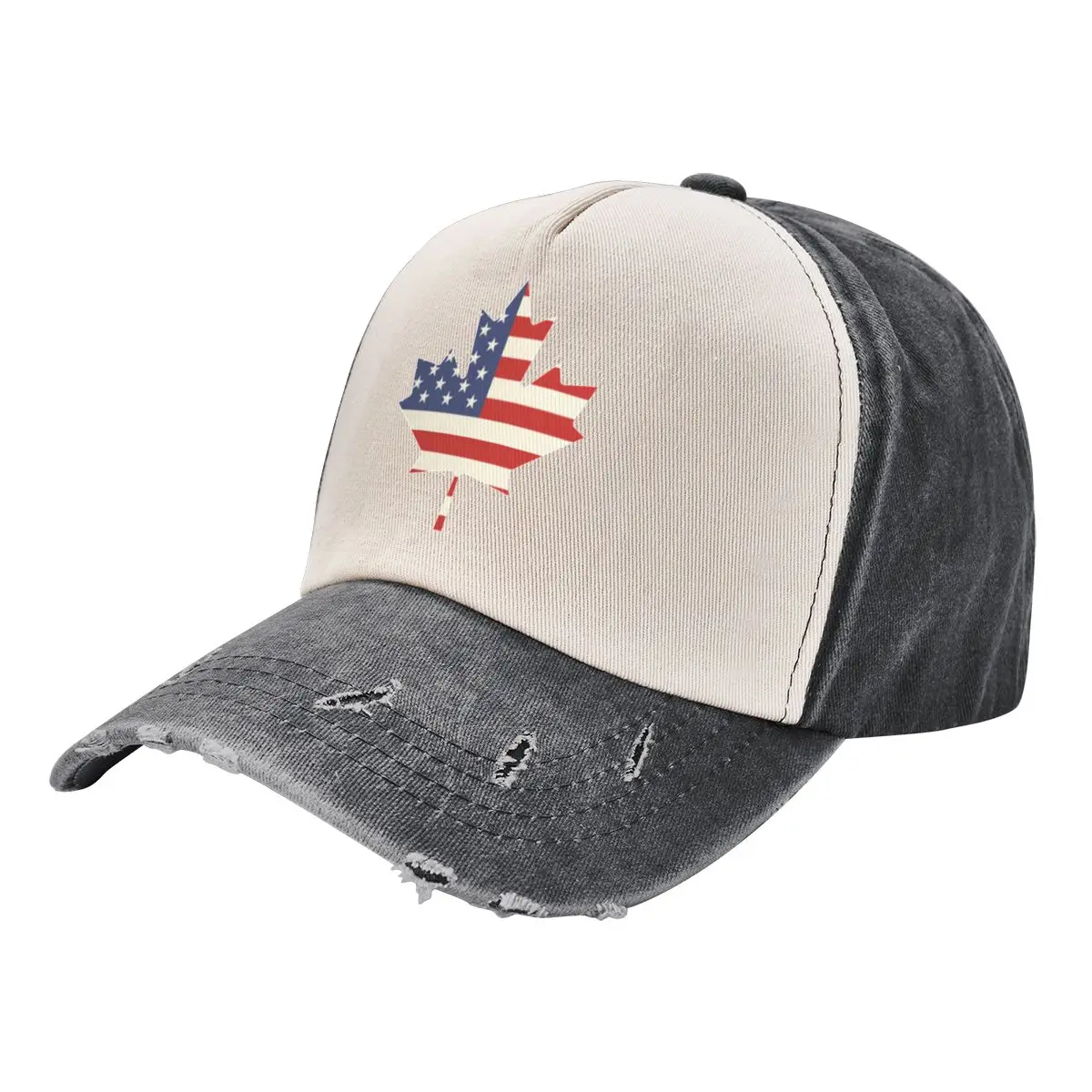 Flag of US in Maple Leaf, Canadian Americans Patriotic Gift Baseball Cap tea Hat Cosplay Hood Women's 2024 Men's