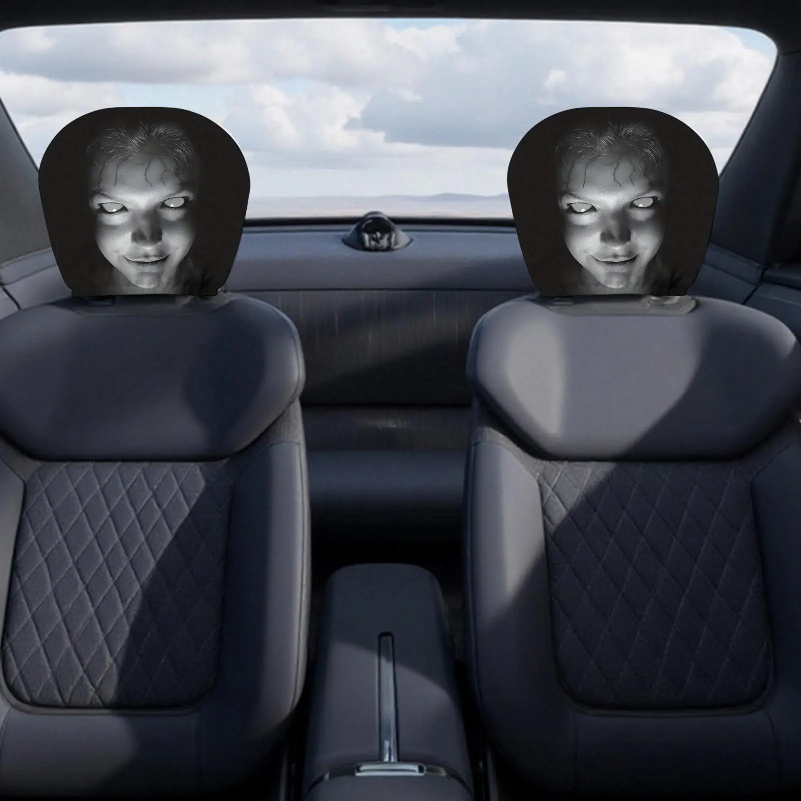 Halloween Horror Car Seat Cover Car Headrest Covers Breathable Elastic Car Headrest Cover Auto Interior Supplies