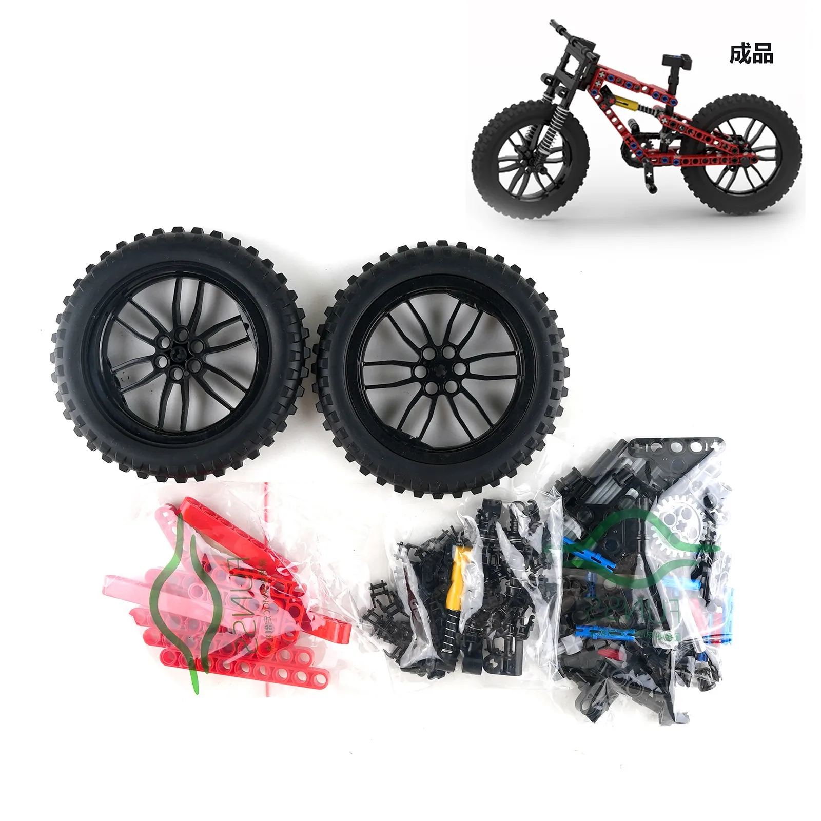 Moc off-road mountain bike downhill bicicleta frente duplo amortecedor corrente ligação bloco de construção simulação modelo brinquedo presente do miúdo