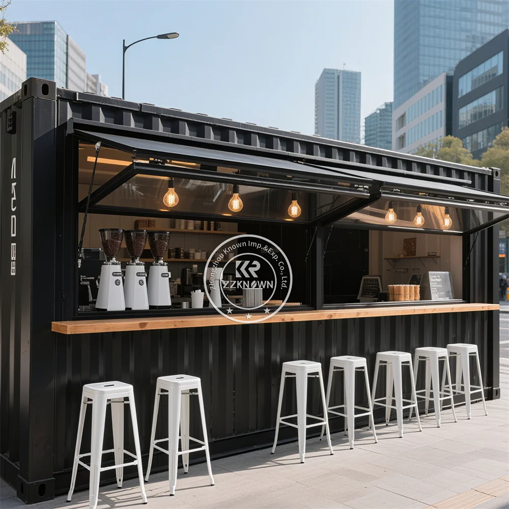 

Design Modular Container House Outdoor Coffee Shop Kiosk Prefabricated Luxury Container Restaurant Bar With Full Kitchen