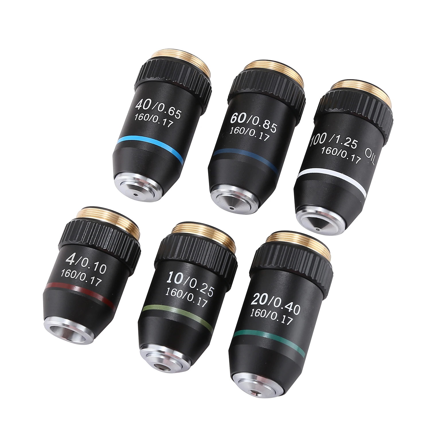 Black Achromatic Microscope Objective Lens 195 High Quality RMS 202mm 4X 10X 20X 40X 60X 100X Precision Copper Core