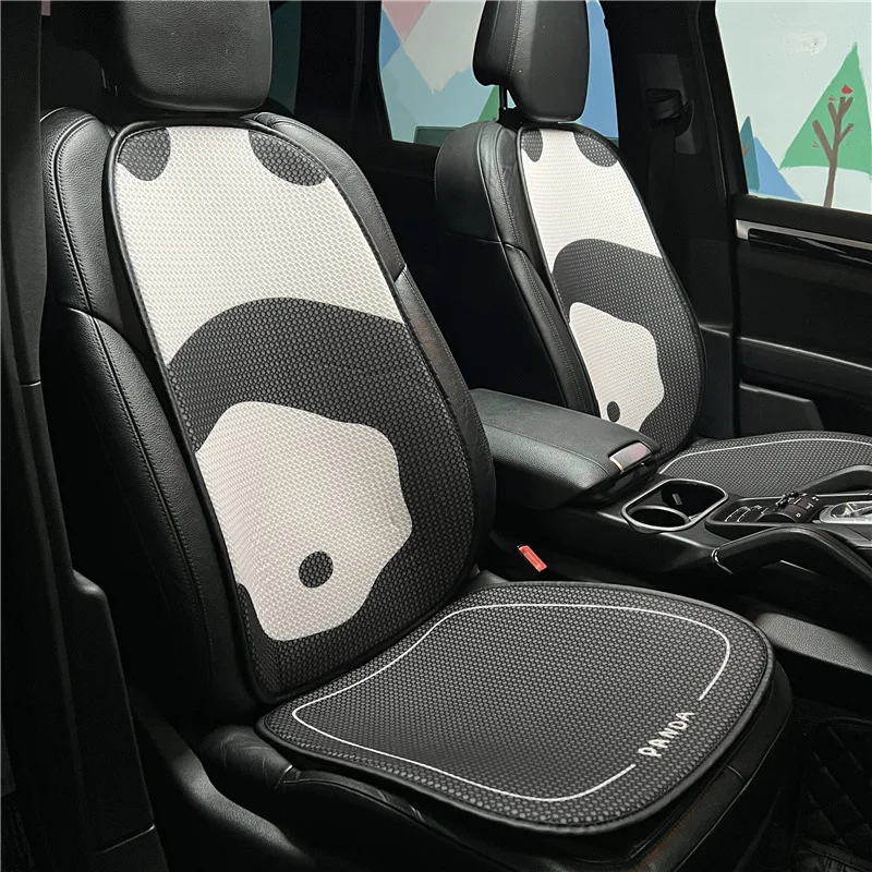 

2023 Cartoon Panda Car Seat Cover Pad Breathable Ice Silk Summer Car Seat Cushion Protector Mat Non Sweat Interior Accessories