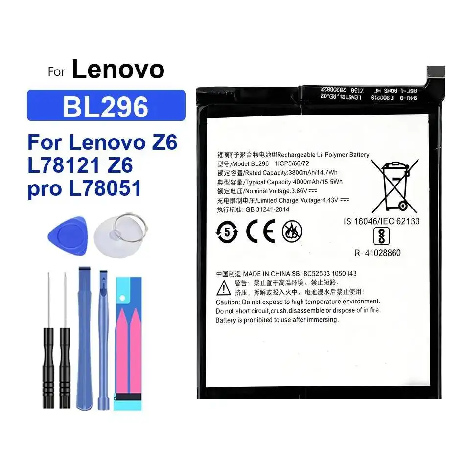 

Высокоэффективный аккумулятор 4000 мАч для мобильного телефона Lenovo Z6 L78121 Pro L78051, BL296