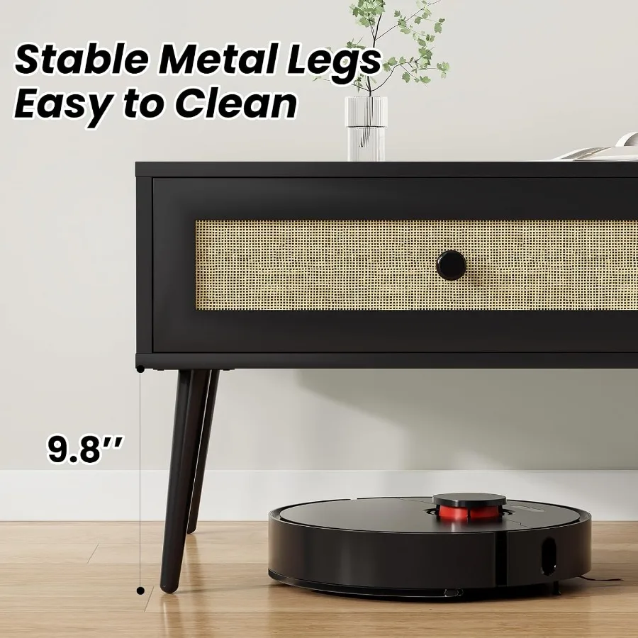 Современный журнальный столик MidCentury, 47-дюймовый прямоугольный консольный столик с выдвижным ящиком, деревянный журнальный столик для гостиной, офиса, Bla