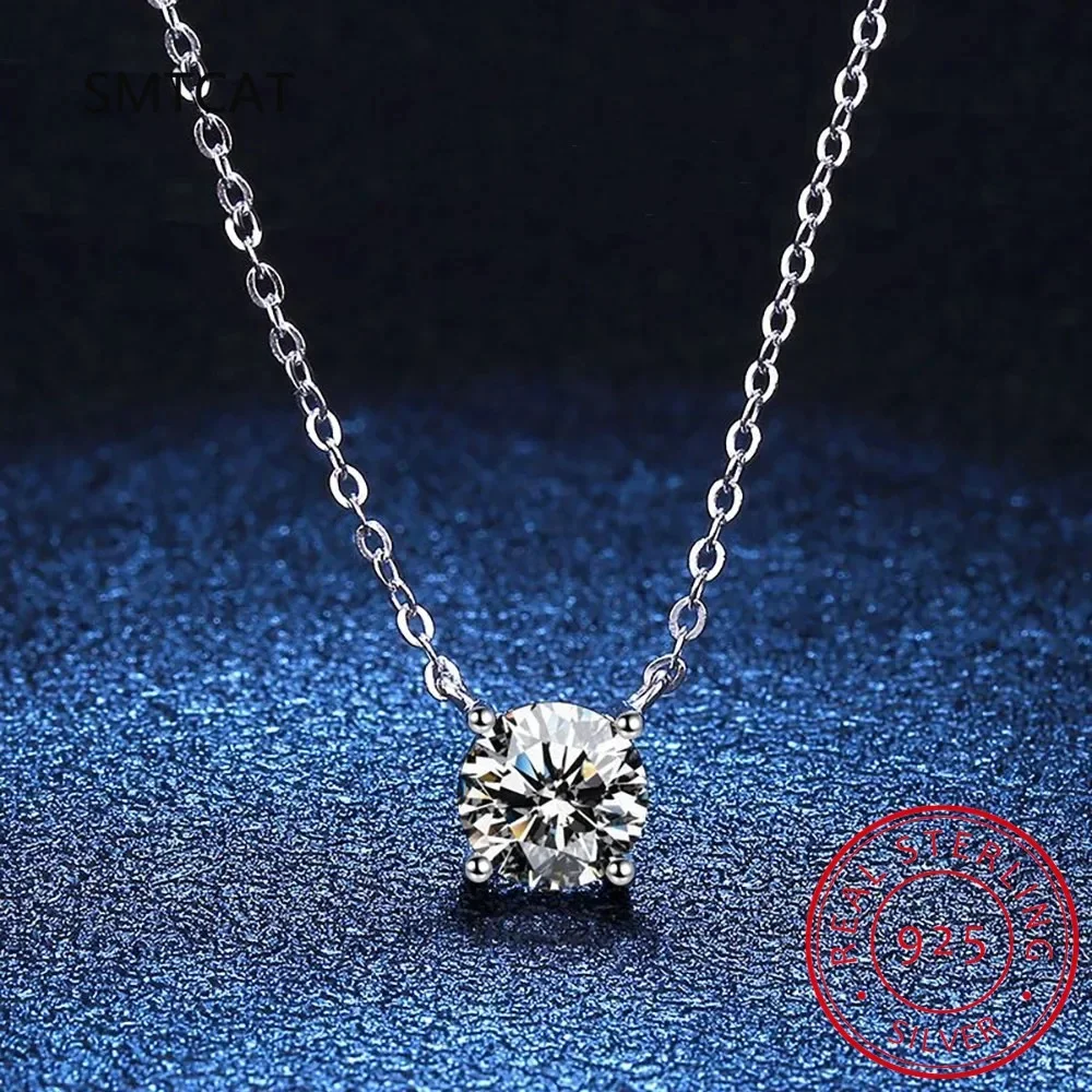 Moissanite ketting 0,5 CT 1 CT 2 CT 3 CT VVS Lab diamanten hanger zilver 925 voor vrouwen bruiloft jubileum cadeau eenvoudige charmes