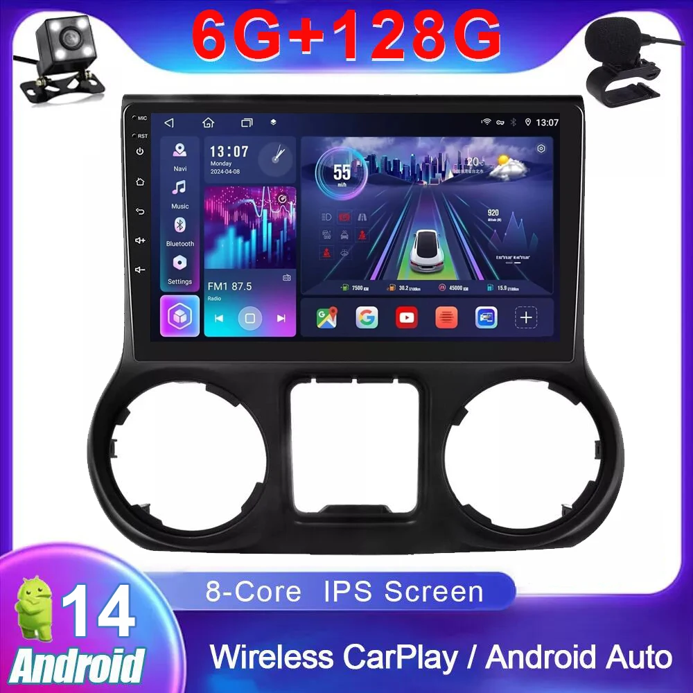 

Автомагнитола на Android 14,0 для Jeep Wrangler 3 JK 2010 -2016 2018, автомагнитола, мультимедиа, GPS, QLED, Wi-Fi, 4G, BT, навигация