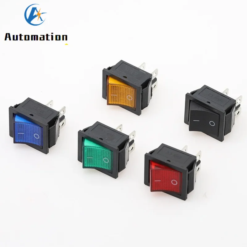 1pcs Latching Rocker Switch Power Switch I/O 4/6 Pins With Light 16A 250VAC 20A 125VAC KCD4