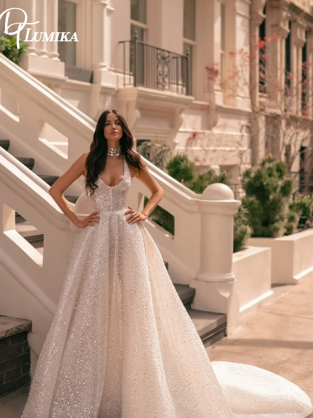 Sparkly Glitter Wedding Dress Deep V Spaghetti Straps Puffy Chapel Train Bridal Gown Customized Multiple Sizes Vestido De Novia
