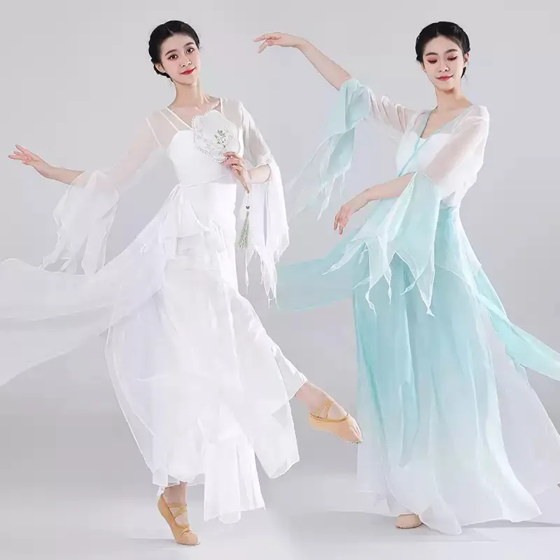 古典舞踊の衣装、古風の紗衣装、練習着、傘舞踊、中国舞踊、民族舞踊
