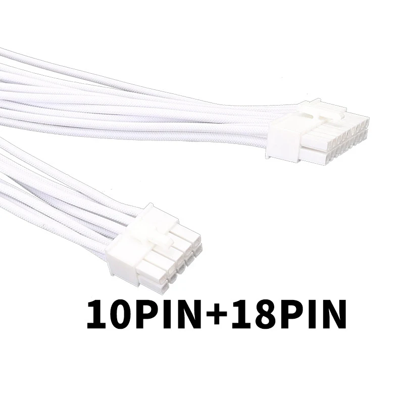 24 Pin Modular Cable Motherboard 24Pin Power to 18Pin+10Pin Splitters Cord for Computer Mainboards White Nylon Sleeved 60CM