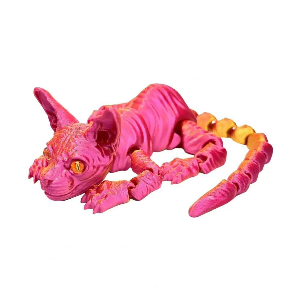 3d พิมพ์รูปปั้นแมวก้อง Sphynx ตุ๊กตาแมว Movable Joints Hairless Cat สําหรับบ้านสําหรับชั้นวางหนังสือ