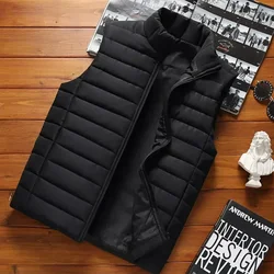 Men' Sleeveless Vest Jackets Winter Fashion Male Cotton-Padded Vest Coats Men Stand Collar Warm Waistcoats Clothing 5XL