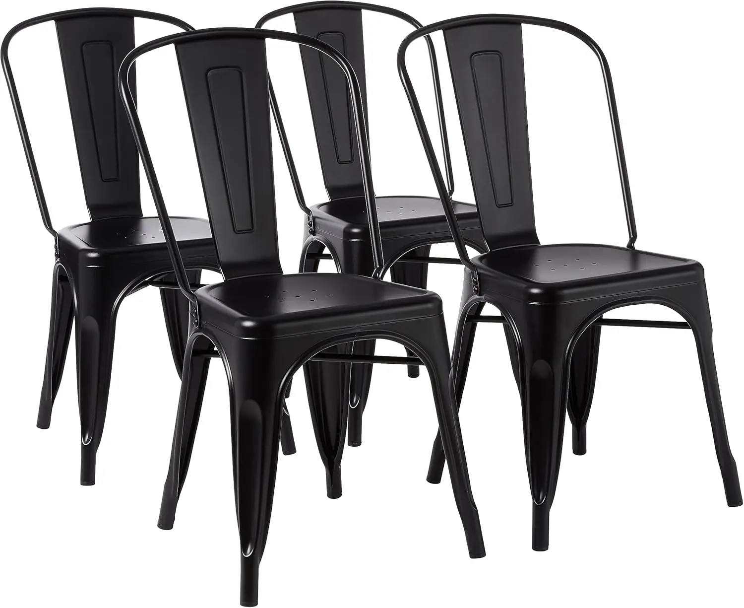 

Metal Dining Chairs, Matte Black, Set of 4 - Stackable & Easy to Assemble