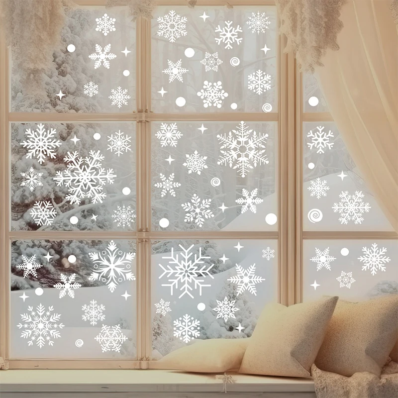 1Set Christmas Series Snowflake Electrostatic Window Stickers Kids Room Christmas Decoration Decals New Year Wallpaper