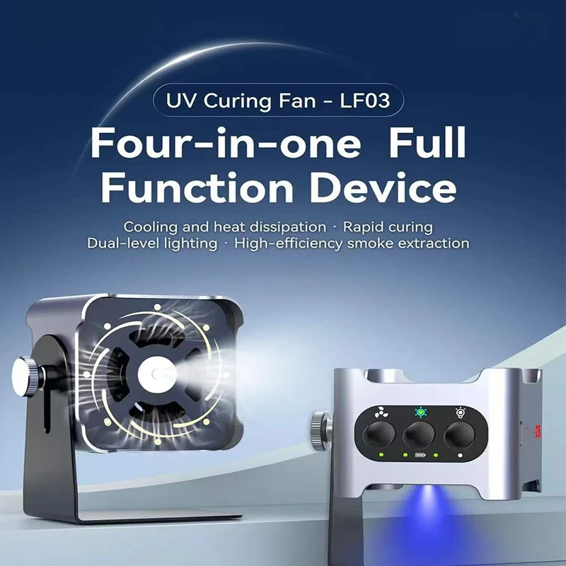 AiXun LF03 10W UV Adhesive Curing Fan Cooling Fume Extraction 1200mAh Battery Type-C Charging 360 Rotating Stand Phone Repair