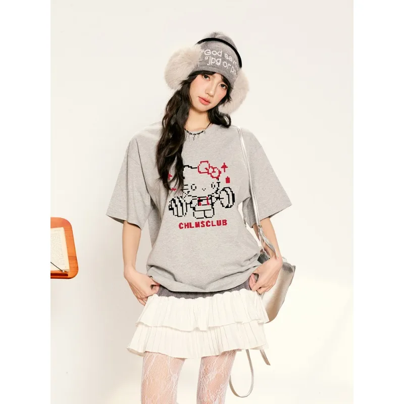 

New Japanese Kitty 3D Printed Short Sleeved T-shirt for Women's Summer Casual Versatile Quick Drying Top Trend