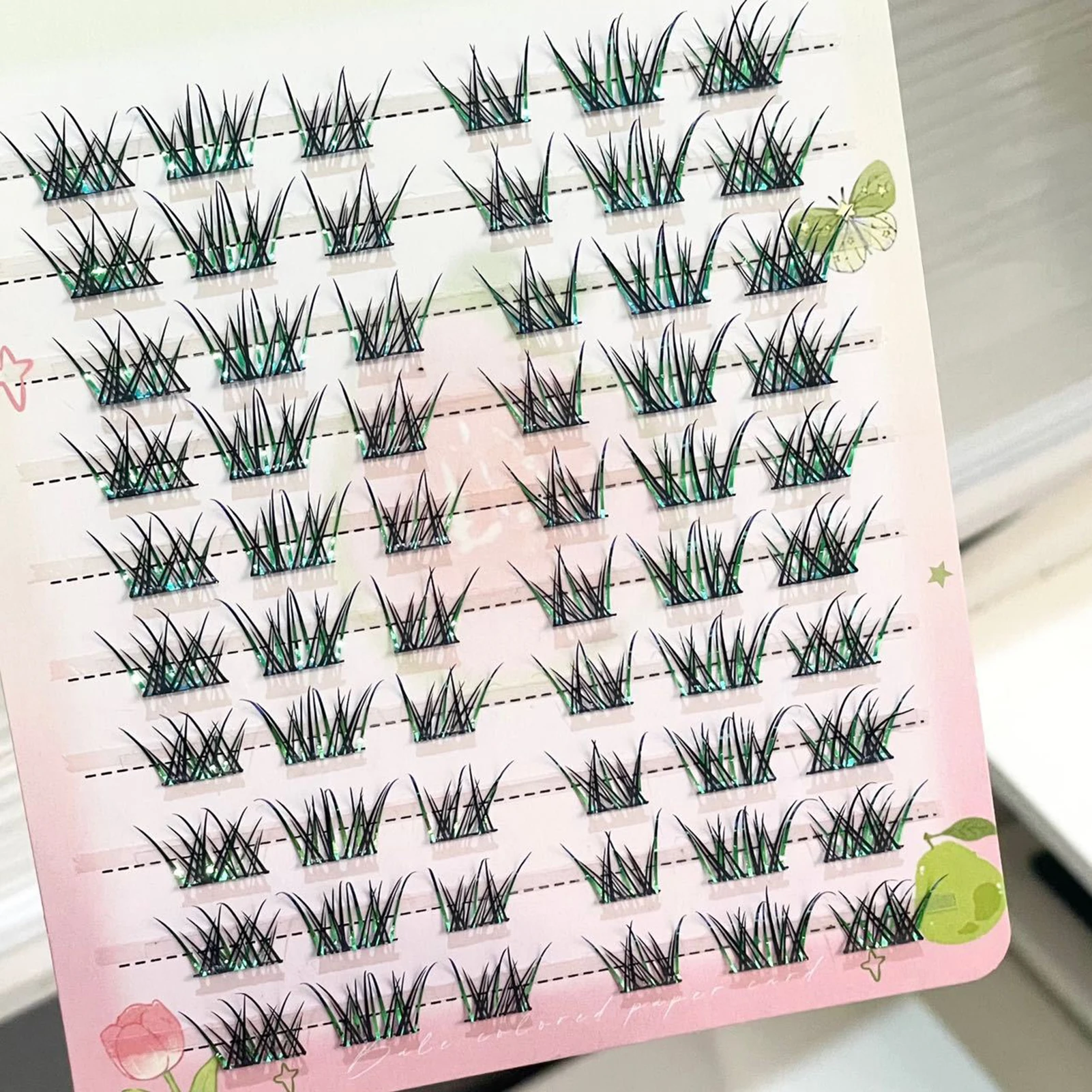 3/6/10 صفوف أسود أخضر متدرج الرموش الصناعية على شكل ثعلب مانغا الجنية رموش اصطناعية مجزأة كوس ماكياج رموش طبيعية تمديد #2