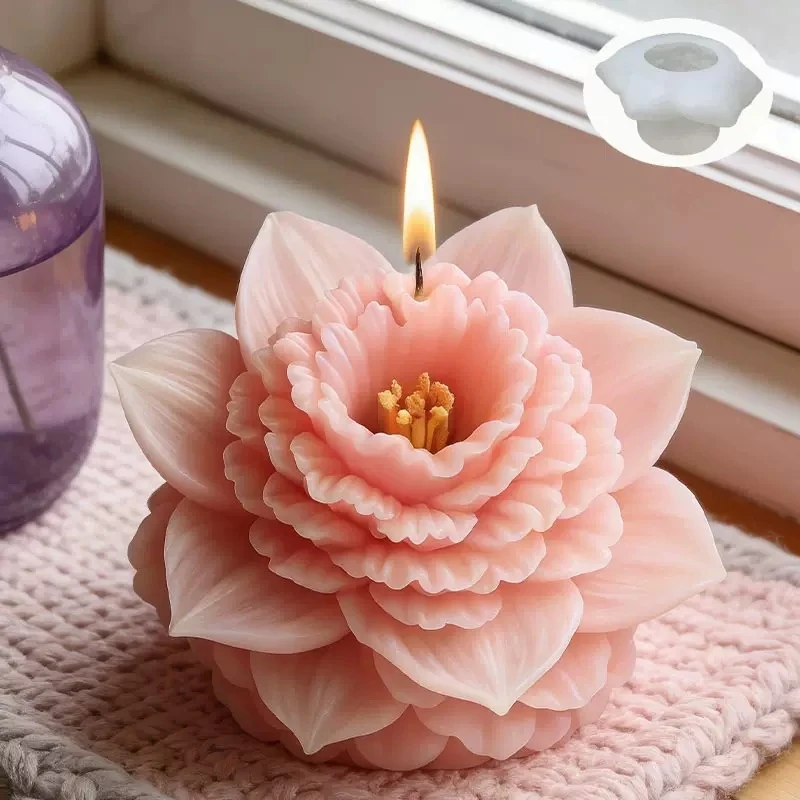 1 Stück 3DLingbo Silikonform für Blumenkerzen, Silikonform für künstliche Blumen, handgemachte Seife, Auto-Lufterfrischer, sehr gut geeignet für die Herstellung von