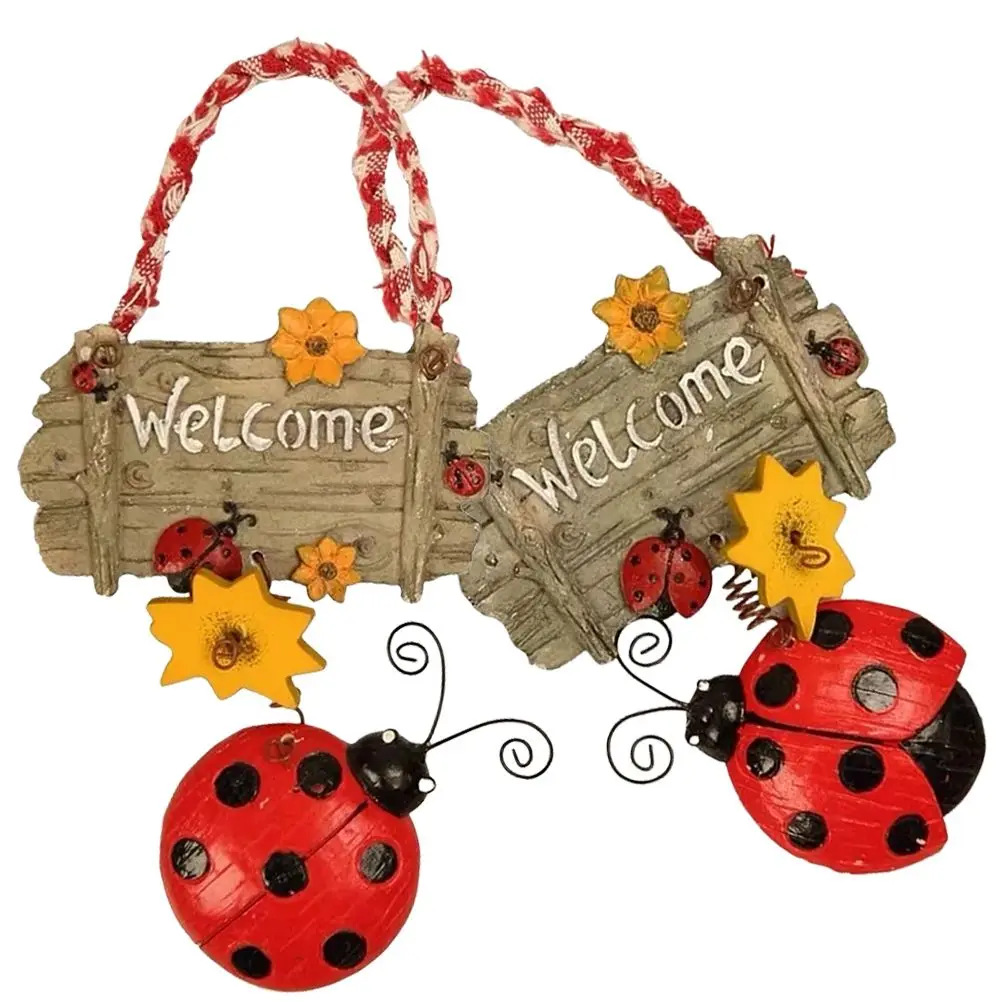 

2Pcs Ladybug Resin Sunflower Pendant Door Decor Party Door Party Home Decors Decoration Home Wall Hanging nament