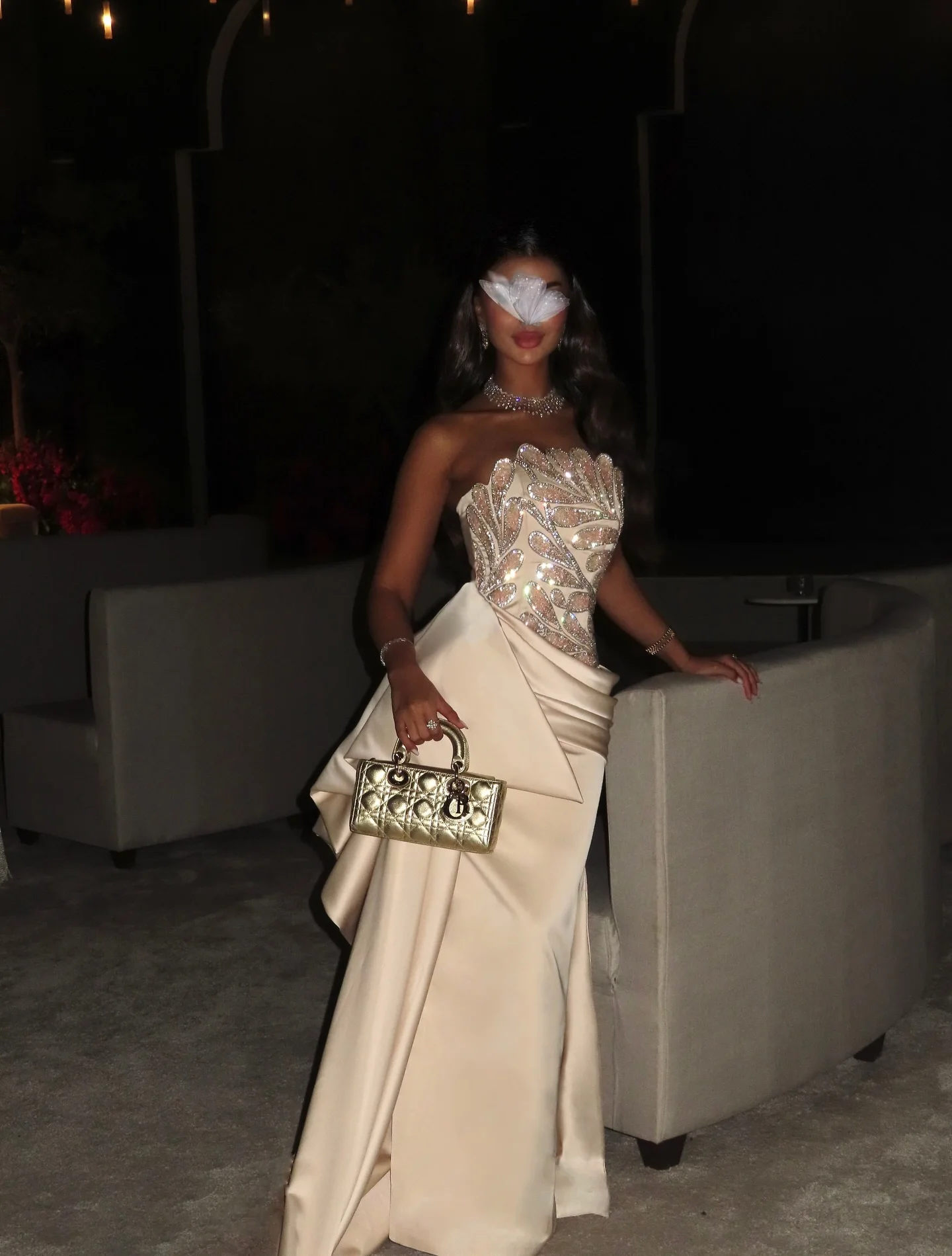 Sharon Said Elegantes Langes Formelles Abendkleid Luxuriöses Perlenbesetztes Plissiertes Damenkleid für Hochzeitsgäste Arabisches Kleid SS242 Maßanfertigung – Detail 4