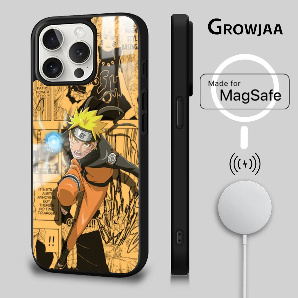 N-Naruto Japanese Anime Phone Case For iPhone 15 14 13 12 11 Pro Max Plus Mini Mirror Magnetic Cover Magsafe Charging Case