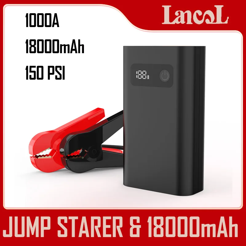 

12v Mini Portable Car Battery Jump Starter Power Bank 1000A 18000mAh Emergency Quickly Start The Power