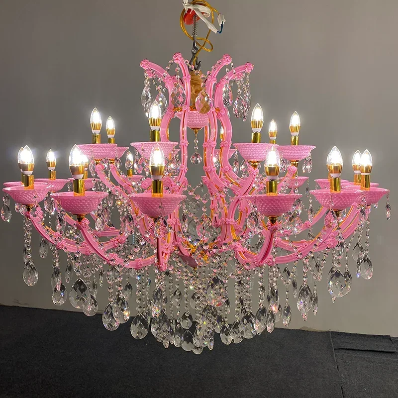 crystal chandelier  chandelier children's bedroom lamp nail salon pink 24 arm width 47in ceiling lamp