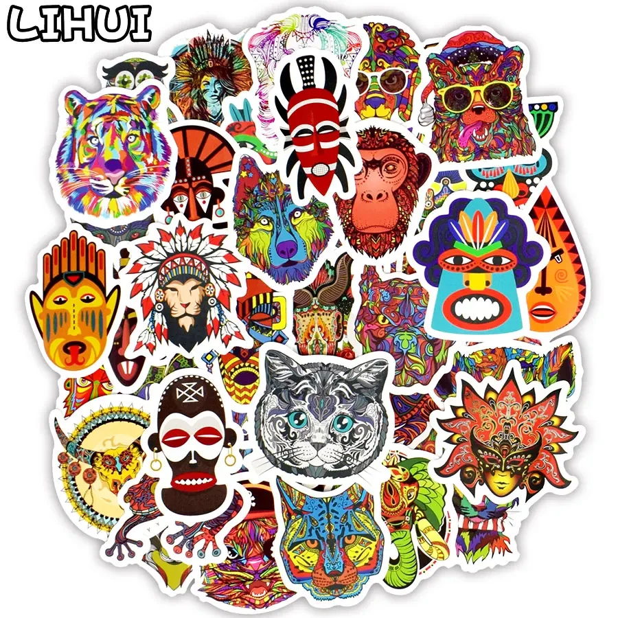 

50 PCS Totem Animal Sticker Graffiti Ethnic Tribal Tattoo Stickers to DIY Laptop Skateboard Luggage Guitar Moto Helmet Car Decal