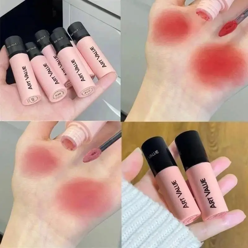 Lip Gloss Long-lasting Waterproof Silky Smooth Liquid Lipstick Pink Mist Velvet Lip Glaze Lightweight Makeup Lip Tint Mud