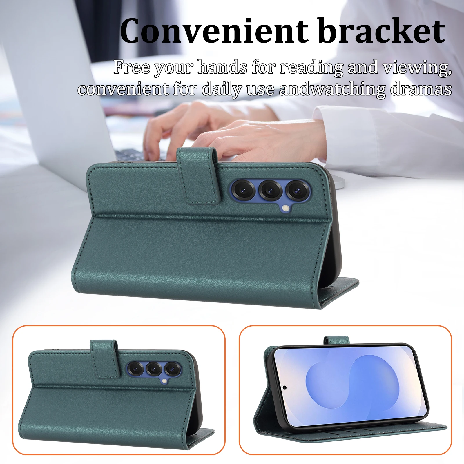 For Samsung S26 Series Protective Case S25/S24/S23/S22/S21/S20Fe Flip Wallet Protective Case with Card Slot Faux Leather Phone Case view 3