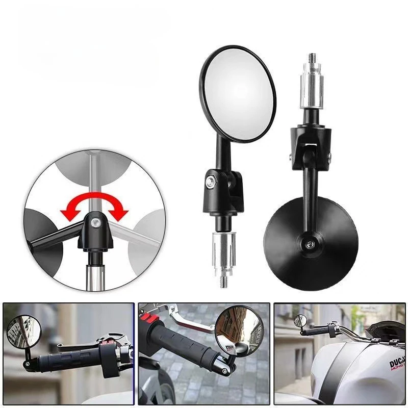 

Universal Retro Small Round Rearview Mirror - Folding Aluminum Alloy for Motorcycle & Electric Vehicle