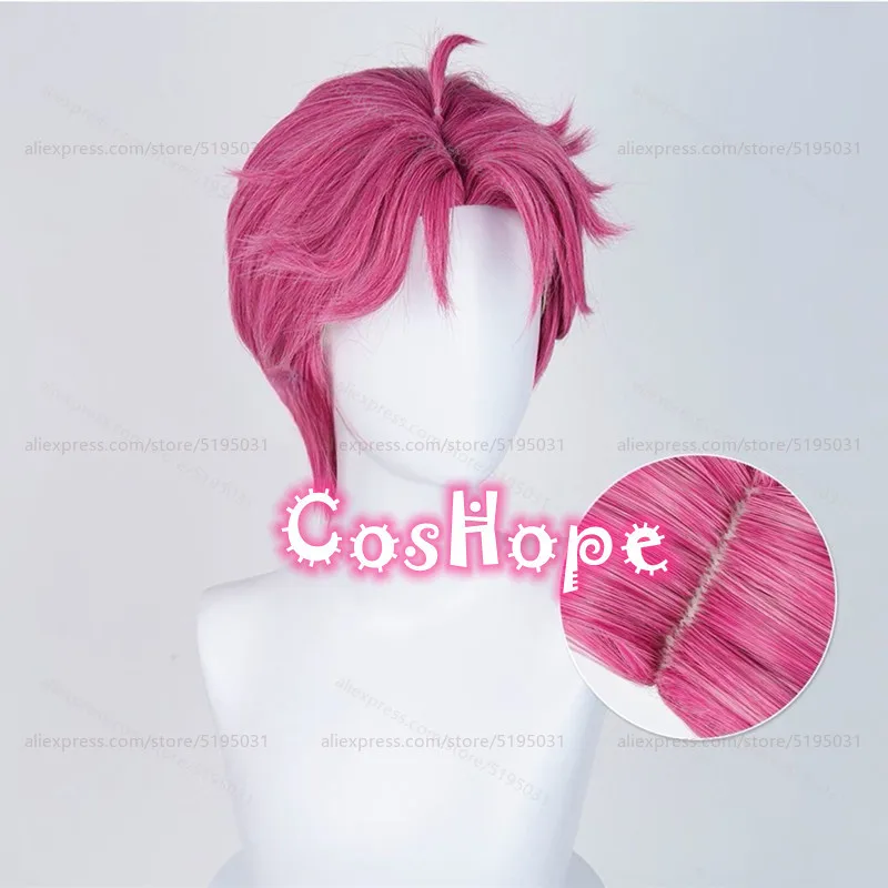 KPop Demon Hunters Saja Boys Abby Cosplay perruque 30 cm Rose perruque résistant à la chaleur perruques synthétiques pour Halloween carnaval Costume