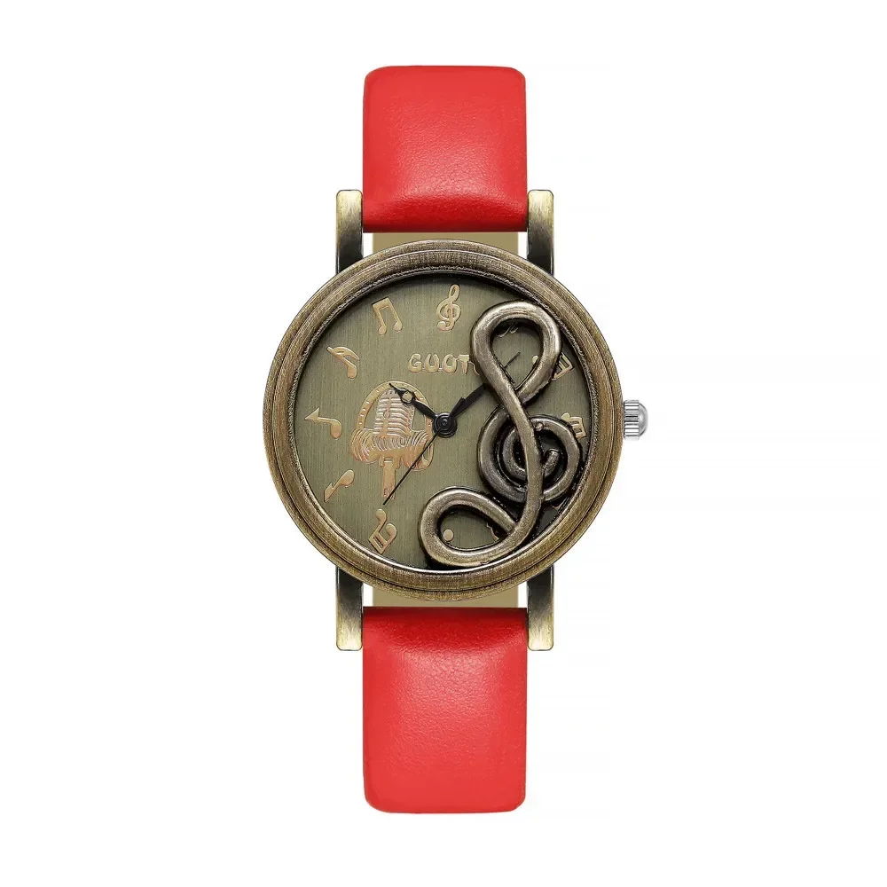 Relojes Vintage para mujer, música personalizada, estilo 3D, banda de cuero, vestido de mujer, reloj de pulsera informal para exteriores, reloj femenino