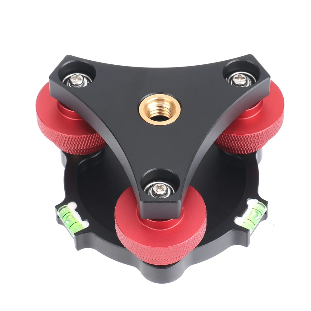 FOTGA 33lb Load Camera Tripod Lever Stand Leveling Base Tri Wheel Head -/+ 5 Degree Angle Adjustment with 3/8