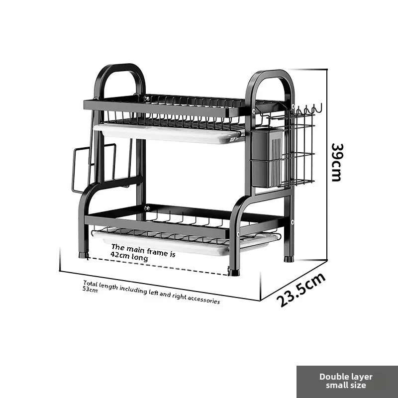 2-poziomowy kompaktowy stojak na naczynia Nierdzewny organizer do przechowywania naczyń kuchennych z tacą na przybory kuchenne Uchwyt na kubek Blok do przechowywania noży