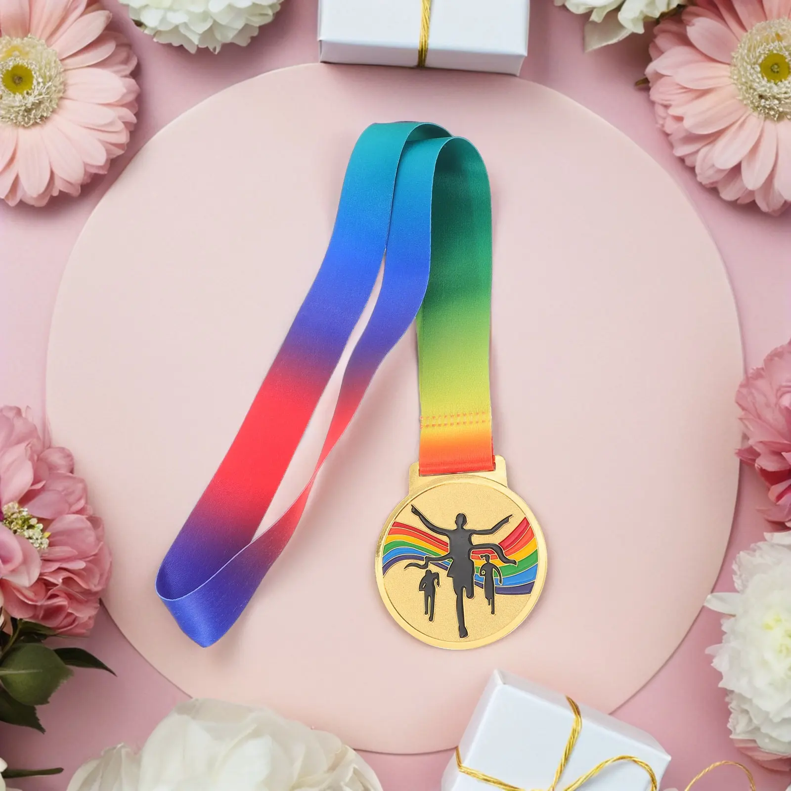 Running Award Medal Zinc Alloy Gold Medal with Comfortable Ribbon Marathon Track Competitions Sports Race Achievements