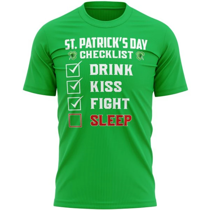 St. Patrick Day Green T-shirt Men Clothes O-neck Short Sleeve Solid T Shirt 2025 Summer Street Casual Sports Funny Tee Top