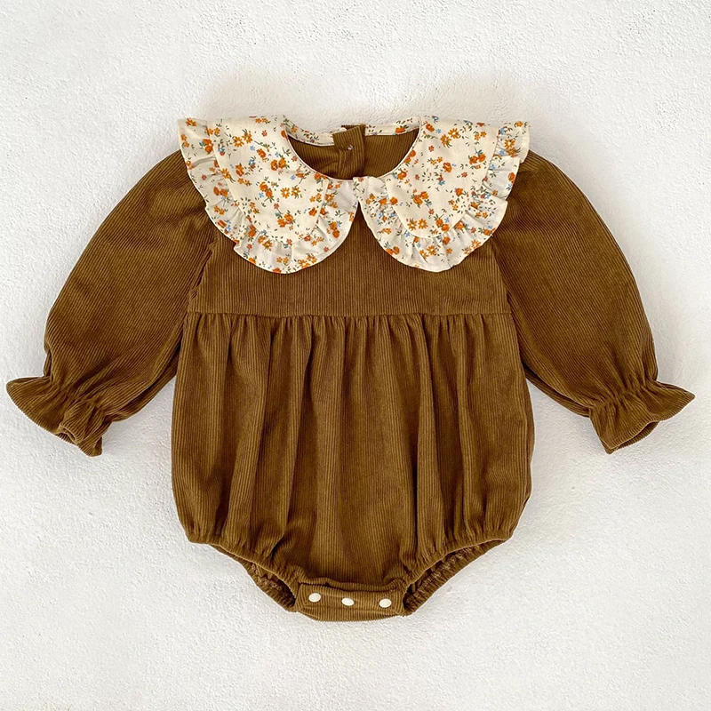 Neue Herbst Kinder Kleidung Schwestern Mädchen Party Prinzessin Kleid Cord Blume Kragen Kleid Baby Mädchen Strampler Kinder Schwestern Kleider – Detail 13
