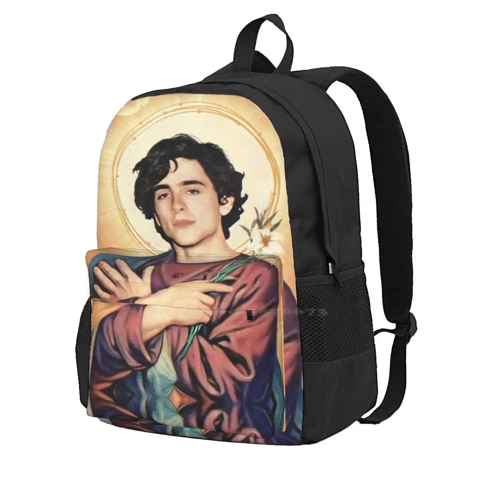 Timothee Chalamet As Jesus School Storage Bag Student's Backpack Timothee Chalamet Cute Trendy Fit Boys Hot Boys Ugly Boys Jesus