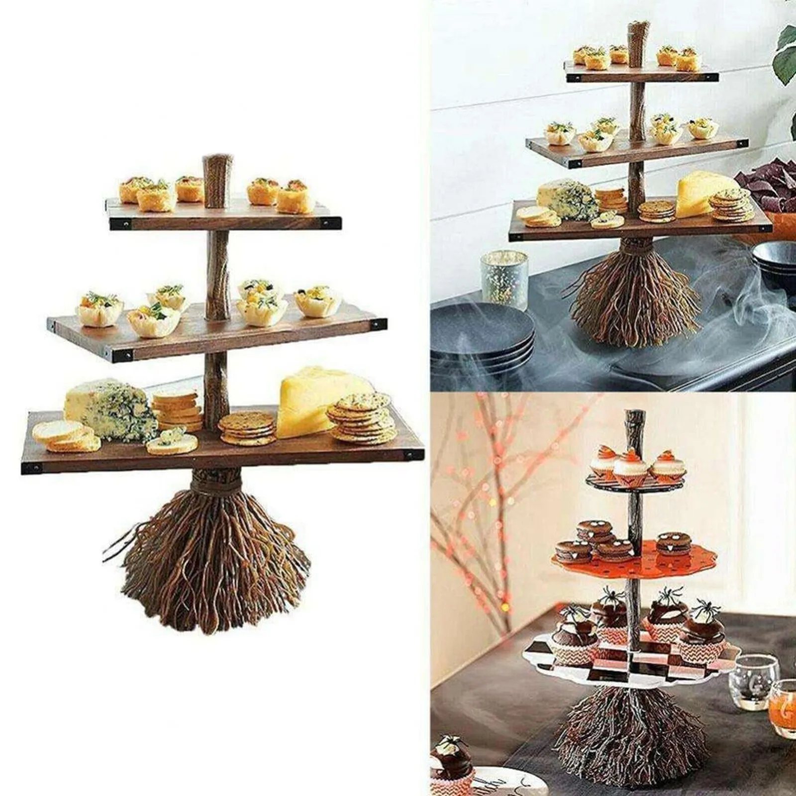 Halloween Table Tree Root Snack Table Decorations Handicrafts Decorative Decorations Desktop Snack Rack Home Organizer 2024