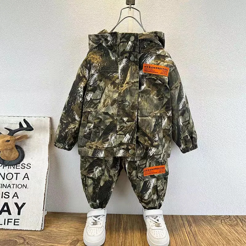 2025 Boys Camouflage Suit spring Autumn New Children Baseball Suit Two Piece Set Childrens Camouflage Summer Camp Suit