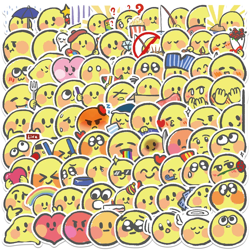 80pcs Cute Mood Yellow Anime Sticker Aesthetic Korean Stationery Children's PVC Decoration Scrapbooking School Supplies for Kids