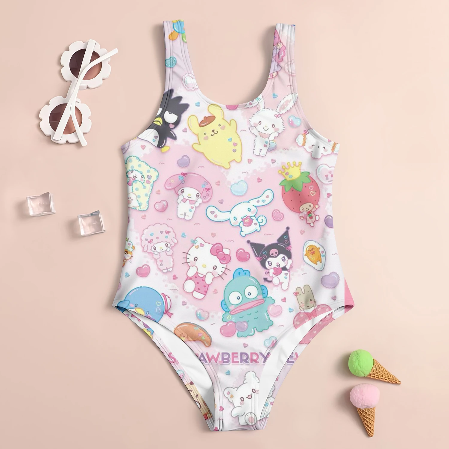 ملابس سباحة مطبوعة ثلاثية الأبعاد سانريو كورومي للسباحة على شاطئ البحر والرياضات الخارجية والمنزل من ألياف البوليستر قابلة للتنفس للأطفال البالغين والنساء اللطيفة #4