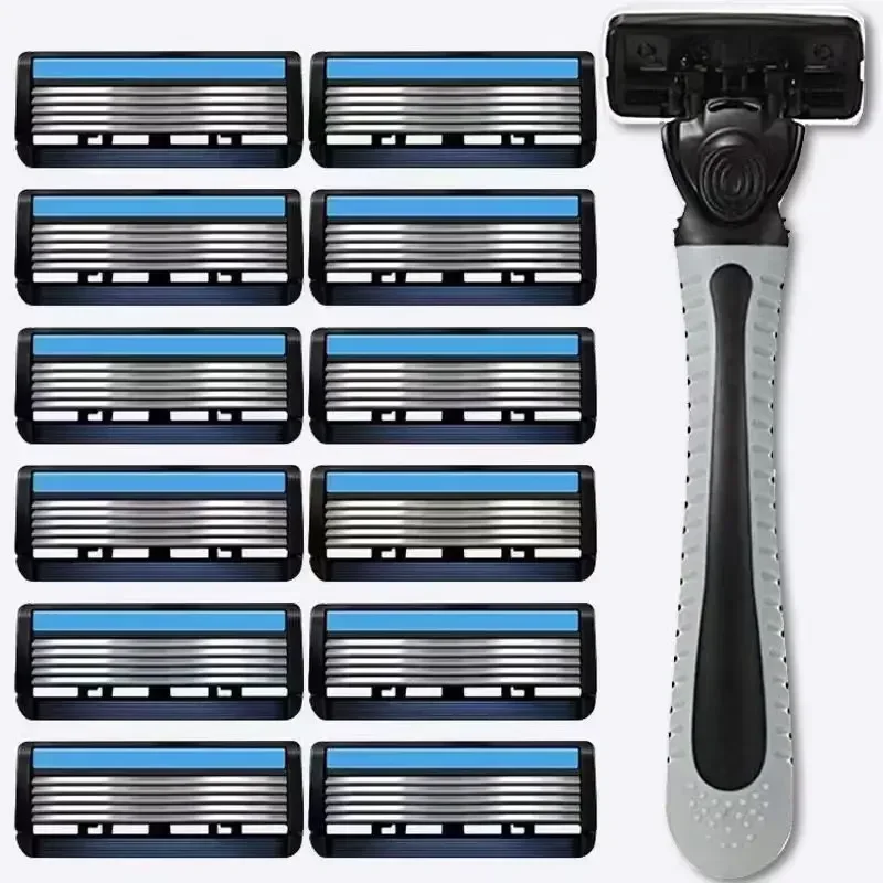 

6-Layer Razor Head Manual Shaver , Stainless Steel Classic Double Edge Blade Razor Safety Shaving Beard Moustache Manual Shaver