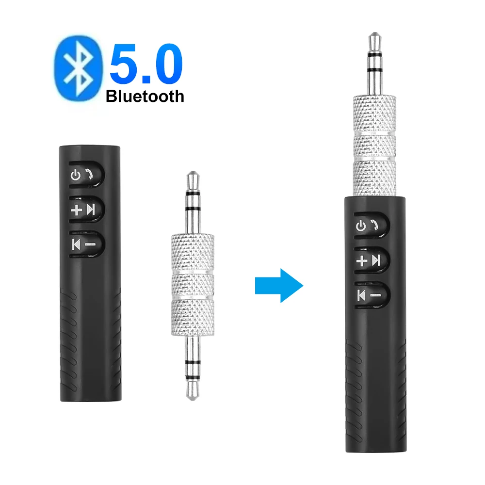 

Bluetooth 5.0 Receiver Mini Wireless 3.5mm Audio Adapter Auto Car Kit Music Adapter with Mic for Amplifier Loudspeaker Headphone