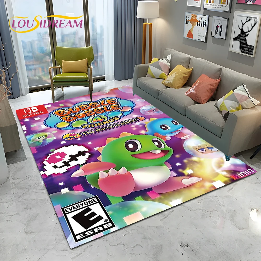 Cartoon Bubble Bobble Game Gamer Carpet Rug for Home Living Room Bedroom Sofa Doormat Decor,kid Play Area Rug Non-slip Floor Mat