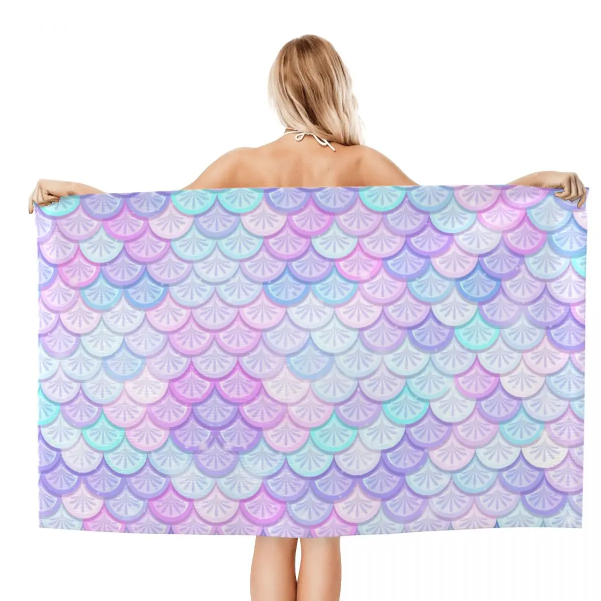 Fantasy Mermaid Scales Seamless Pattern Beach Towel Quick Drying Animal Super Soft Microfiber Pool Sauna Towels