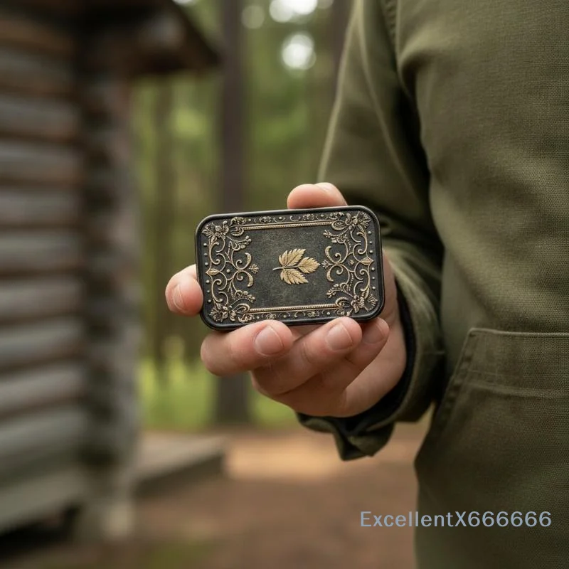 Vintage Embossed Metal Match Holder Tin Box Retro Leaf Floral Pattern Match Storage Container Portable Match Case Empty Box
