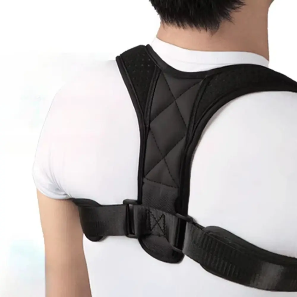 Picture 6: Polyester Back Straightener Full Back Breathable Back Brace Posture Corrector Adjustable Black Upper Back Brace Office