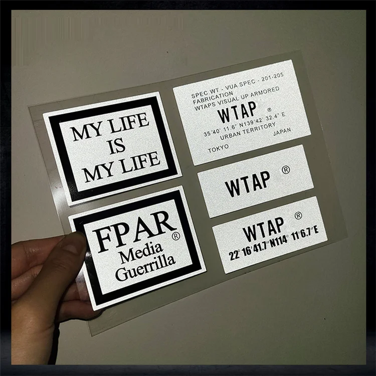 Japanese Military Style WTAP FPAR Reflective Stickers GPS Coordinate Waterproof Vinyl  Decal For Auto Body Motorcycle Skateboard